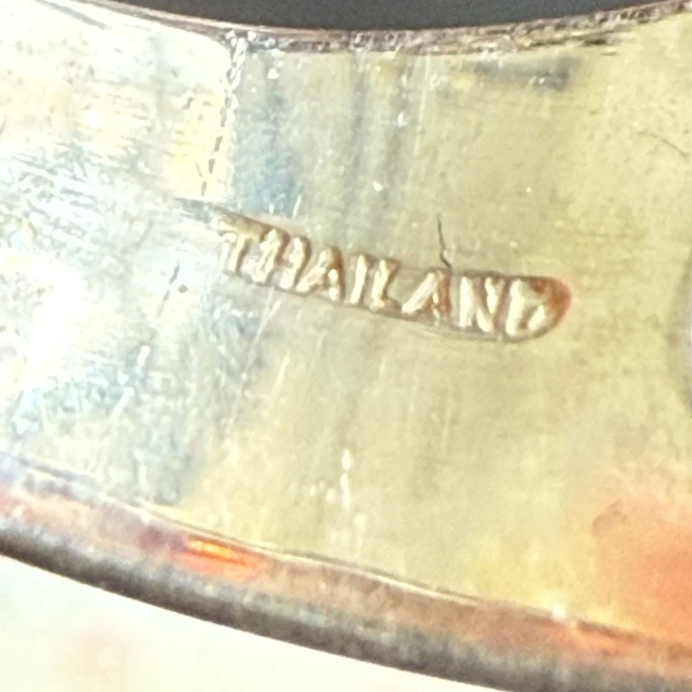 Vintage CNA Thailand Sterling Silver Garnet Band Ring Size 8